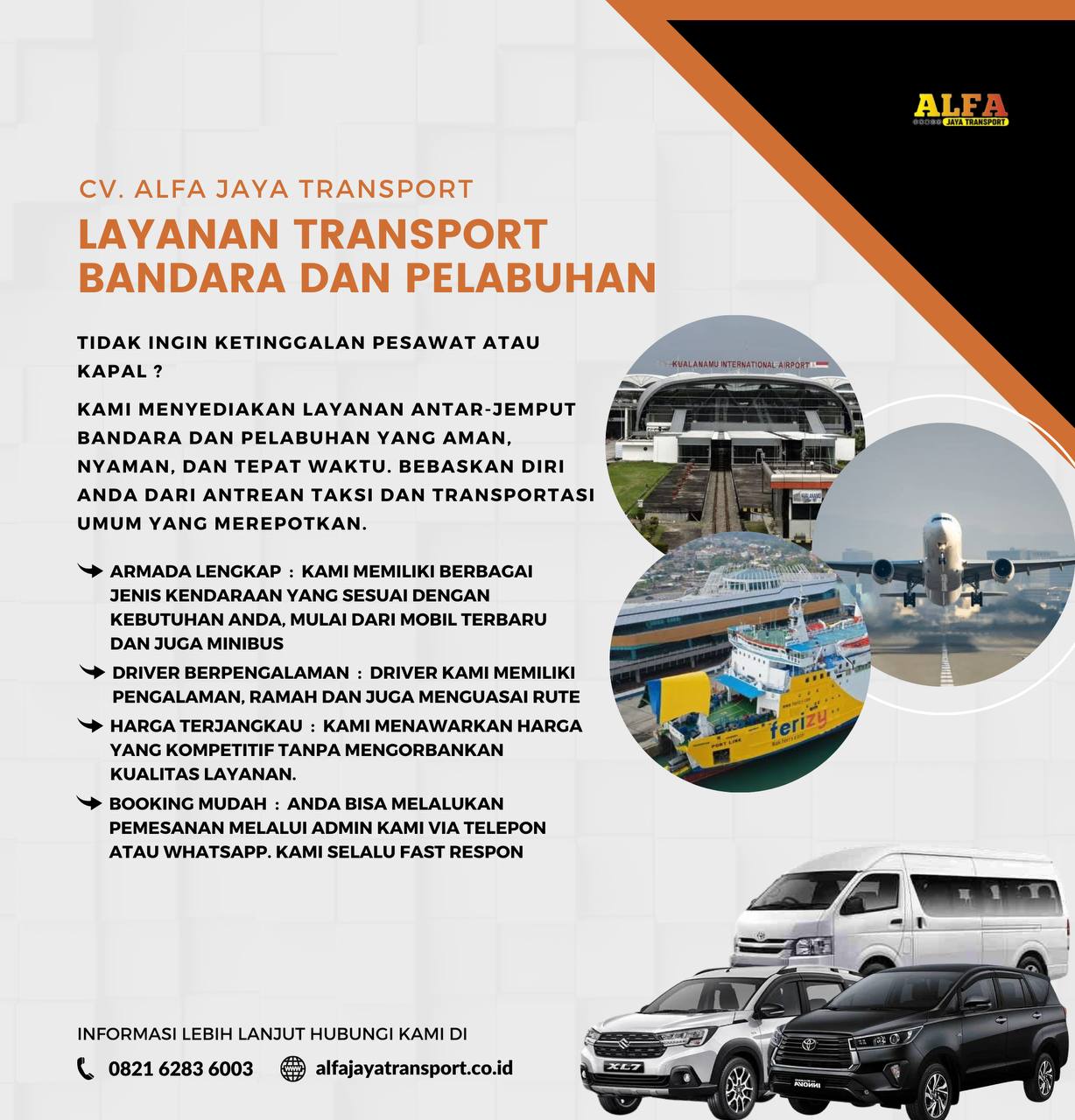 layanan transport bandara dan pelabuhan alfa jaya transport